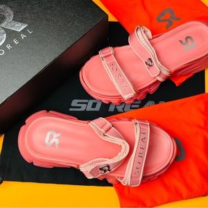 So Real Women’s Beautiful Unique Pink Strap Platform Fashion Sandals Size 9